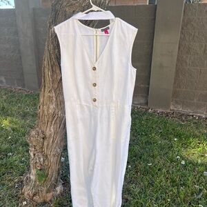 Vince Camuto White Button-Front Jumpsuit